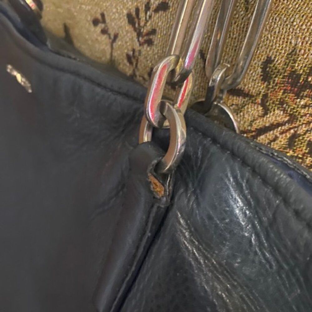 Coach Black Leather Tote with Gold Chain Accents - Picture 16 of 16